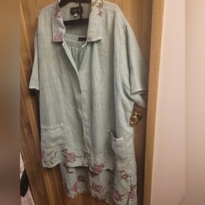 Fenini Floral Linen Skirt Set